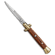Skm SKM AB 9" Italian Stiletto Automatic Knife Brass/Bocote Wood 4" Satin Bayonet, Wood, Stainless Steel, adult, BHQ-51088