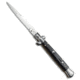 Skm SKM AB 9" Italian Stiletto Automatic Knife Ebony Wood 3.8" Satin Bayo, Black, Stainless Steel, adult, BHQ-51157