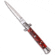 SKM AB 9 Italian Stiletto Automatic Folding Knife, 4.00in, Stainless Steel, Bayonet Blade, Acrylic, Red Handle, Dagger, Red/Steel, 9.00 inch, BHQ-51081