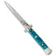 SKM AB 9 Italian Stiletto Automatic Folding Knife, 4.00in, Stainless Steel, Bayonet Blade, Acrylic, Green Handle, Turquoise, Green/Gray, 8.75 inch, BHQ-51147