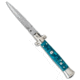 SKM AB 9 Italian Stiletto Automatic Folding Knife, 4.00in, Stainless Steel, Dagger Blade, Acrylic, Green Handle, Turquoise, Green/Gray, 8.75 inch, BHQ-51106