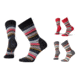 Smartwool Margarita Socks - Women's, Charcoal Stripe, Crimson/Black, Medium Gray Heather/Bright Coral