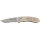 Smith & Wesson ExtremeOps Tanto Folder Knife, Partially serrated matte finish 420C stainless tan, stainless tanto blade SW50TS
