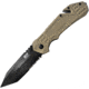 Smith &amp; Wesson M&amp;P Linerlock A/O Folding Knife, 4.63in Closed, 3.25in Black Partially Serrated SS Tanto Blade, Tan Rubberized Aluminum Handle, Belt/Cord Cutter, Pocket Clip, Tan, 1100076