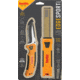 Smiths EdgeSport Folding Knife, 3.3in, 420 Stainless Steel, Satin, Drop Point Blade, 2-Sided Diamond Knife Sharpener, Firestarter, Orange/Gray, 51012
