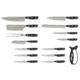 Smiths Saber Knife Set w/ Sharpener - 16 Pcs, Black, SP-50978