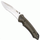 SOG Specialty Knives &amp; Tools Kiku 4.6in Folding Knife, Green Linen Micarta Handle, Tanto Blade,Satin,Plain SOGKU-1011