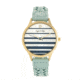 Sophie And Freda Tucson Leather-Band Watch w/ Swarovski Crystals, Gold/Light Blue, One Size, SAFSF4504