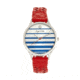 Sophie And Freda Tucson Leather-Band Watch w/ Swarovski Crystals, Silver/Red, One Size, SAFSF4501