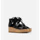 Sorel Cameron Flatform Lace Wedge Sandals Leather - Womens, Black/Gum 2, 9.5 US, 1981631-010-9.5