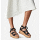 Sorel Cameron Flatform Lace Wedge Sandals Leather - Womens, Black/Gum 2, 9 US, 1981631-010-9