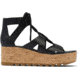 Sorel Cameron Flatform Lace Wedge Sandals Leather - Womens, Black/Gum 2, 9 US, 1981631-010-9