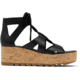 Sorel Cameron Flatform Lace Wedge Sandals Leather - Womens, Black/Gum 2, 9.5 US, 1981631-010-9.5