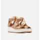 Sorel Cameron Flatform Lace Wedge Sandals Leather - Womens, Honest Beige/Gum 17, 9.5 US, 1999101-246-9.5