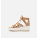 Sorel Cameron Flatform Lace Wedge Sandals Leather - Womens, Honest Beige/Gum 17, 9.5 US, 1999101-246-9.5