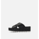 Sorel Cameron Flatform Mule Wedge Sandals Leather- Womens, Black/Sea Salt, 9 US, 1997951-010-9