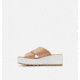 Sorel Cameron Flatform Mule Wedge Sandals Leather- Womens, Honest Beige/Sea Salt, 8 US, 1999151-246-8