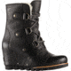 Sorel Joan Of Arctic Wedge Mid Shearling Casual Boot - Women's-Black/Ancient Fossil-Medium-11