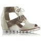 Sorel Joanie Lace Snake Print Suede Sandal, Womens, Sea Salt, 8.5 US, 1777111125-8.5