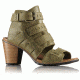 Sorel Nadia Buckle Leather Casual Boot, Womens, Olive Drab, 7 US, 1775771389-7