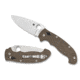 Spyderco Manix 2 Xl Folding Knife, 3.85in, CPM Cru Wear Steel, Leaf Blade, Brown Canvas Micarta Handle, C95MPCW2