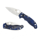 Spyderco Manix 2 Folding Knife, 3.37in, CTS BD1 Fine Edge, Drop Point Blade, Translucent FRCP Blue Handle, C101PBL2