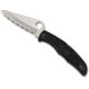 Spyderco Pacific Salt 2 Folding Knife, 3.78in, H-1, FRN, Serrated, Black/Silver, C91SBK2