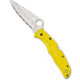 Spyderco Pacific Salt 2 Folding Knife, 3.78in, H-2 Steel, Drop Point Blade, Fully Serrated, FRN Yellow Handle, C91SYL2
