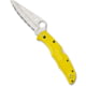 Spyderco Pacific Salt 2 Folding Knife, 3.78in, H-2 Steel, Drop Point Blade, Fully Serrated, FRN Yellow Handle, C91SYL2