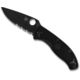 Spyderco Tenacious FRN Folding Knife, 3.39in, 8Cr13MoV, Drop Point Blade, Partially Serrated, FRN Black Handle, C122PSBBK