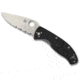 Spyderco Tenacious Lightweight CombinationEdge Folding Knife, 3.39 in, 8Cr13MoV, Clip Point Blade, FRN Black Handle, C122PSBK