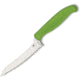 Spyderco Z-Cut Kitchen Knife Green, 4.5 satin finish serrated CTS-BD1 stainless blade, Green polypropylene handle, K14SGN
