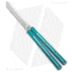 Squid Industries Krake Raken V3 Butterfly Folding Knife, 4.50in, AEB-L Steel, Tanto Blade, Aluminum, Teal Handle, Dual-Tone, Teal/Silver, 10.125 inch, BHQ-139554