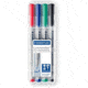 Staedtler Lumocolor Non-Permanent F Width Pen Pack - 4 Colors w/ Stand-Up Box - Red, Blue, Green, Black ST 316 WP4