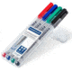 Staedtler Lumocolor Non-Permanent F Width Pen Pack - 4 Colors w/ Stand-Up Box - Red, Blue, Green, Black ST 316 WP4