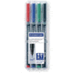 Staedtler Lumocolor Permanent F Width Pen Pack - 4 Colors w/ Stand-Up Box - Red, Blue, Green, Black ST 318 WP4