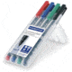 Staedtler Lumocolor Permanent F Width Pen Pack - 4 Colors w/ Stand-Up Box - Red, Blue, Green, Black ST 318 WP4