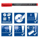 Staedtler Lumocolor Permanent F Width Pen Pack - 8 Colors w/ Stand-Up Box - Yellow, Red, Blue, Orange, Green, Purple, Brown, Black ST 318 WP8