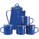 Stansport Enamel 8 Cup Coffee Pot with Percolator, 4 Mugs, 12 oz. 192449