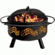 Stone River Gear Solid-Steel Fire Pit/Grill Combo, Spark Arrestor, Grill Lifter and Flag Themed cutout on Sidewalls, Black, SRG1FP/FLAG
