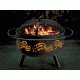 Stone River Gear Solid-Steel Fire Pit/Grill Combo, Spark Arrestor, Grill Lifter and Flag Themed cutout on Sidewalls, Black, SRG1FP/FLAG