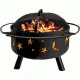 Stone River Gear Solid-Steel Fire Pit/Grill Combo, Spark Arrestor, Grill Lifter and Stars and Moon Cutout on Sidewalls, Black, SRG1FP/STARS