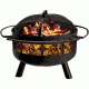 Stone River Gear Solid-Steel Fire Pit/Grill Combo, Spark Arrestor, Grill Lifter and Celtic Themed Cutouts on Sidewalls, Black, SRG2FP/CELTIC