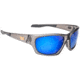 Strike King Plus Cypress Sunglasses, Matte Translucent Crystal Frame, Multi Layer White Blue Mirror, Gray Base Lens, SG-SKP433
