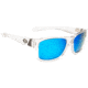 Strike King Plus Platte Sunglasses, Shiny Crystal Clear Frame, Multi Layer White Blue Mirror, Gray Base Lens, SG-SKP460