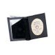 Strong Leather Compact Badge Wallet - Book Style, Black - 79640-8582