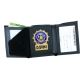 Strong Leather Tri-fold Badge Wallet - Dress, Black - 79800-9832