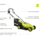 Sun Joe Electric Lawn Mower - 12A, 13in, Green MJ400E