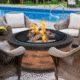 Sun Joe Fire Joe Cast Stone Fire Pit, 35in, Rustic Wood, SJFP35-RW-STN