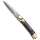Super Knife 9 Leverlock Dagger Automatic Folding Knife, 3.875in, Damascus, Dagger Blade, Wood, Wood Handle, Blackwood, Wood/Black, 8.75 inch, BHQ-71507